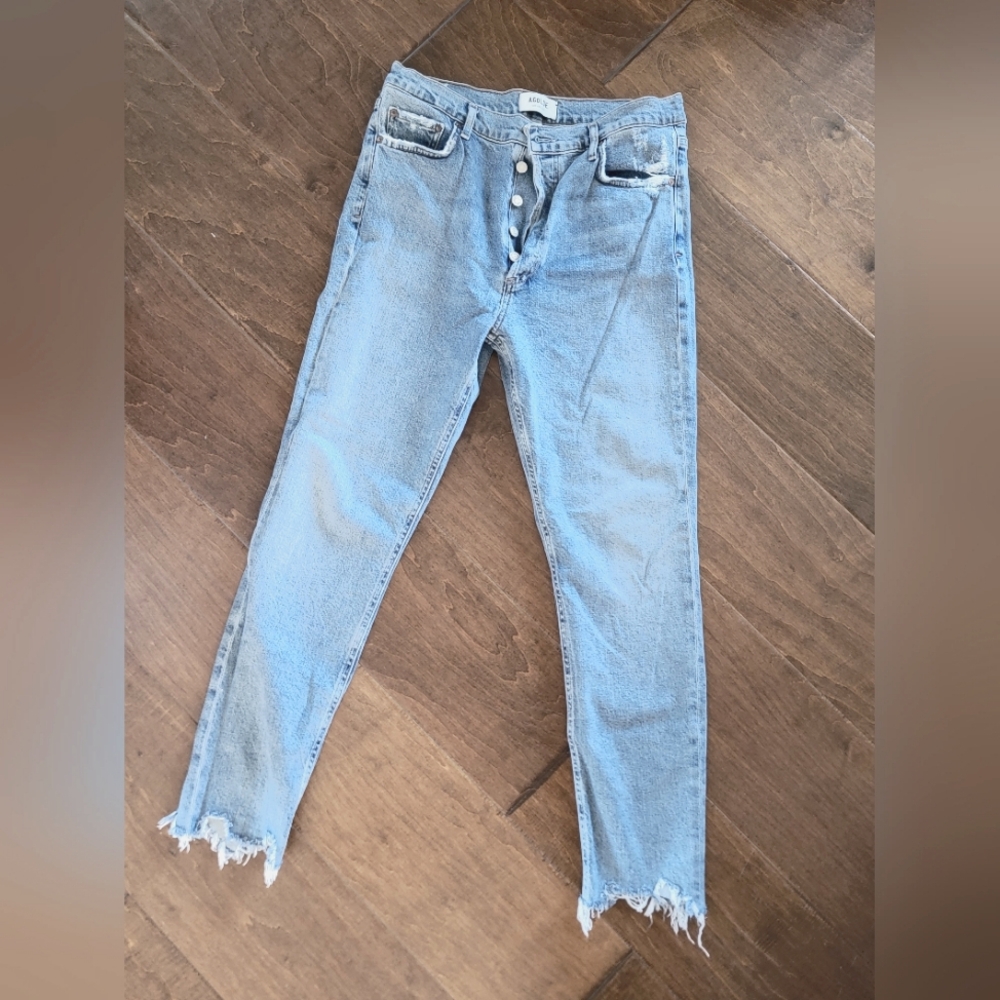 Agolde high rise, button fly skinny jeans, distressed, size 29